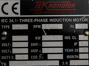 Шпиндельный двигатель серии NC35. Мощность 0,55 kW